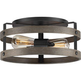 Progress Lighting Gulliver Collection 2-Light Weathered Gray Farmhouse Flush Mount Ceiling Light, 6.50x14.37x14.37