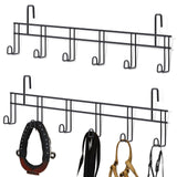 Yaocom 2 Pcs 6 Hook Horse Bridle Hooks Metal Black Tack Bridle Rack with Hangers Room Portable Holder Wall Mount for Horse Halte