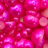 Sqqzuie 1500PCS 3-14mm Rose Red Flatback Pearls, 150g Half-Round ABS Pearls for DIY Crafts, Nail Art, Jewelry Making Galss Cup, 