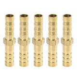 X AUTOHAUX 6mm Brass Barb Hose Fitting Straight Union Connector for Air Water Gas Oil 5pcs