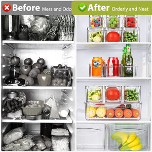 10 Pack Refrigerator Pantry Organizer Bins, Stackable Fridge Organizer Bins with Lids, Clear Plastic Food Storage Bins for Kitch