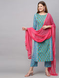 Anni Designer Women'S Cotton Straight Kurta With Palazzo (Mokish_Xl_Multicolor_X-Large),Multicolour,XL,Cotton,Straight,Palazzo