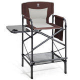 EVER ADVANCED 30.7 Seat Height Directors Chair for Makeup Artist with Side Table Easy Get in Out for Elderly Tall Camping Chair 