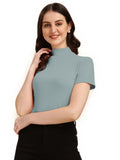 Wedani Women'S Casual Solid Top (Small Grey),Grey,S