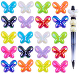 Focal Beads for Pens Bulk 40pcs Acrylic 3D Butterfly Beads Flower Beads Caps Focals Beads for Beadable Pens Keychain Making Cute
