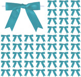 Meseey 50 Pcs 3 Inches Twist Tie Satin Ribbon Bows Tornado Blue Pretied Premade Craft Bows for Treat Bags Gift Wrapping Basket W