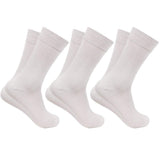 Cozyway Men Cotton Odour Free Full Length Socks Pack Of 3 Soft Breathable Formal Office Wear White Plain Socks Seamless Toe Anti