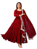 Wedani Georgette Sequins Work Anarkali Kurta Set For Women (In Alpha S Regular Maroon),MAROON,S