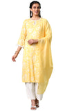 Libas Womens Printed Cotton Blend Straight Kurta With Palazzos And Dupatta
