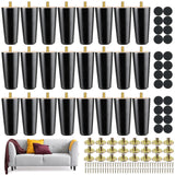 Maitys 4 Inch Round Solid Furniture Legs Furniture Wooden Replacement Chair Feet Dresser Sofa Couch Legs Table Cabinet Footstool