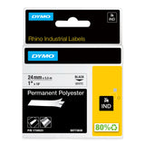 DYMO Rhino Industrial Permanent Polyester Labels, 1, Black Print on White Tape