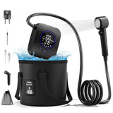 Moriko Portable Shower for Camping, 8000mAh Rechargeable Camping Shower Pump, 5 Shower Modes & IPX8 Waterproof, 5 Gallons Foldab