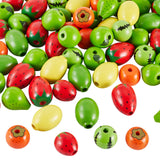 Craftdady 80Pcs Wooden Beads Fruit Theme Strawberry Lemon Apple Wood Bead European Wood Spacer Loose Beads Hole 4-5mm for Jewelr