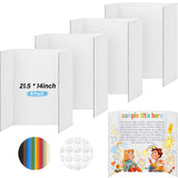 BXIHUR 4 Pcs Trifold Poster Board, 21.5x14 inches Small White Poster Board Comes with Sticky Accessories, Corrugated Presentatio