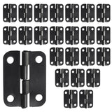 suiwotin 24pcs Butt Hinges Black Door Hinges, 1 x 3/4 Cabinet Door Hinge, Flat Folding Box Hinges for Jewelry, Wooden Box, Small