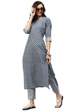 Anni Designer Women'S Cotton Blend Straight Printed Kurta With Pant (Sumedha Blue_Xl_ Blue_X-Large),Sumedha Blue,XL