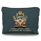 Likjad Boho Blue Hippie Makeup Bag - Peace Love Affirmations Gift
