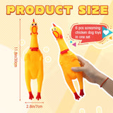 Zddaoole 6 Pcs Large Screaming Chicken Dog Toys,Yellow Rubber Chicken 12 inch,Squeeze Squeaky and Screaming Chicken,Prank Novelt