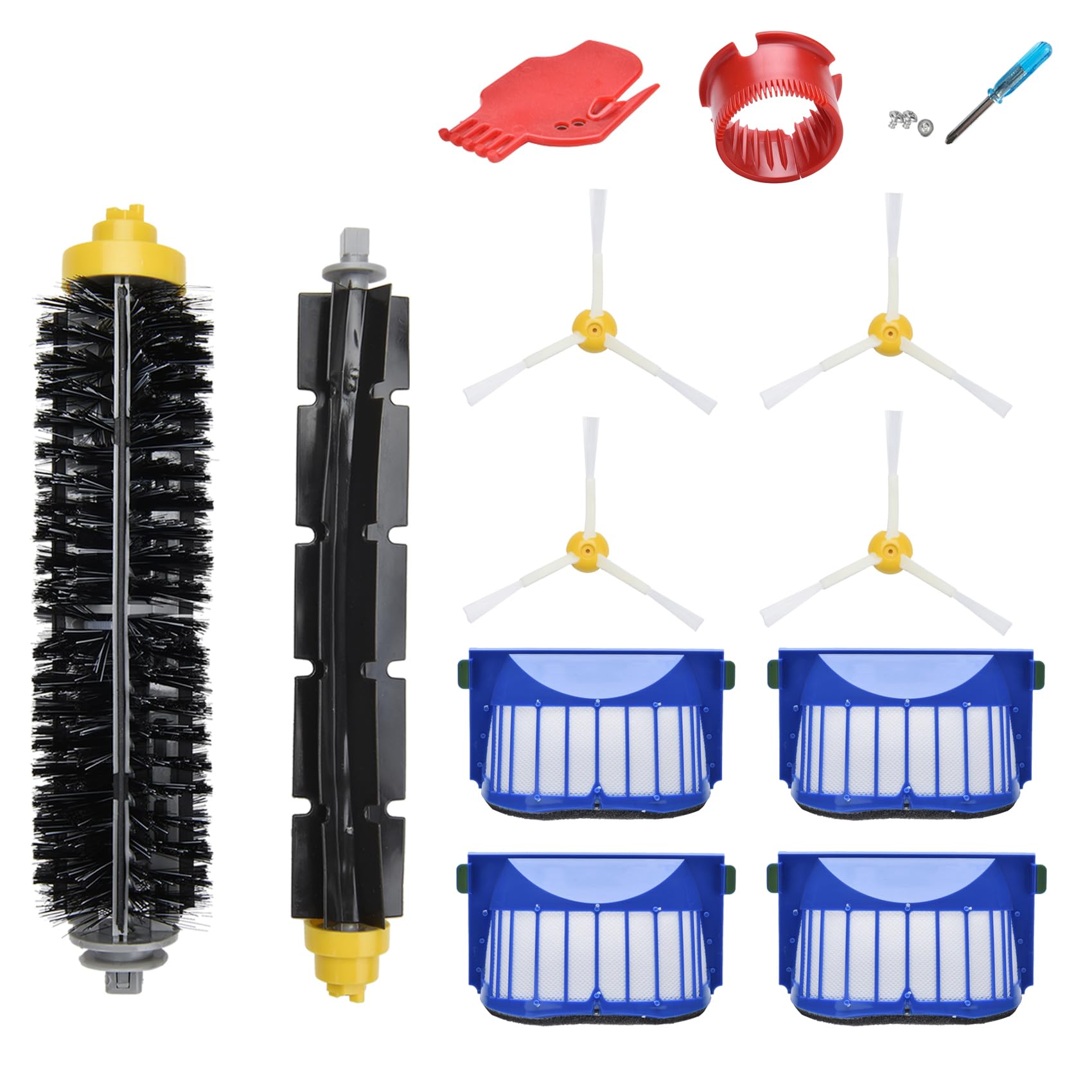 LOVECO Replacement Accessories Kit Compatible for iRobot Roomba 675 677 671 655 645 Robotics,4 Filter,4 Side Brush,1 Bristle and