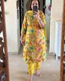 Gosriki Women'S Rayon Blend Printed Straight Kurta With Pant & Dupatta (Pubani Mustard-Gs_L_Mustard_Large),Mustard,,B0DRNQG1W7