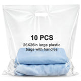 Maitys 10 Pcs 26x 26 Clear Plastic Bags with Handles Large Merchandise Shopping Bags for Small Business, Retail, Boutique Stores