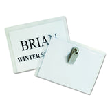 CLine Name Badge Kit with Inserts, Clip Style, Top Load, 4 x 3, Clear, Box of 50 (95543)