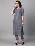 Gosriki Women'S Cotton Blend Printed Straight Kurta With Pant (Thaya Blue-Nwfb08-Gs_Xl_Blue_X-Large),Navy Blue,,B0BTJ554LZ