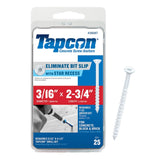 Tapcon 28267 3/16x23/4 White Star Drive Bugle Head Concrete Anchors 25/Box