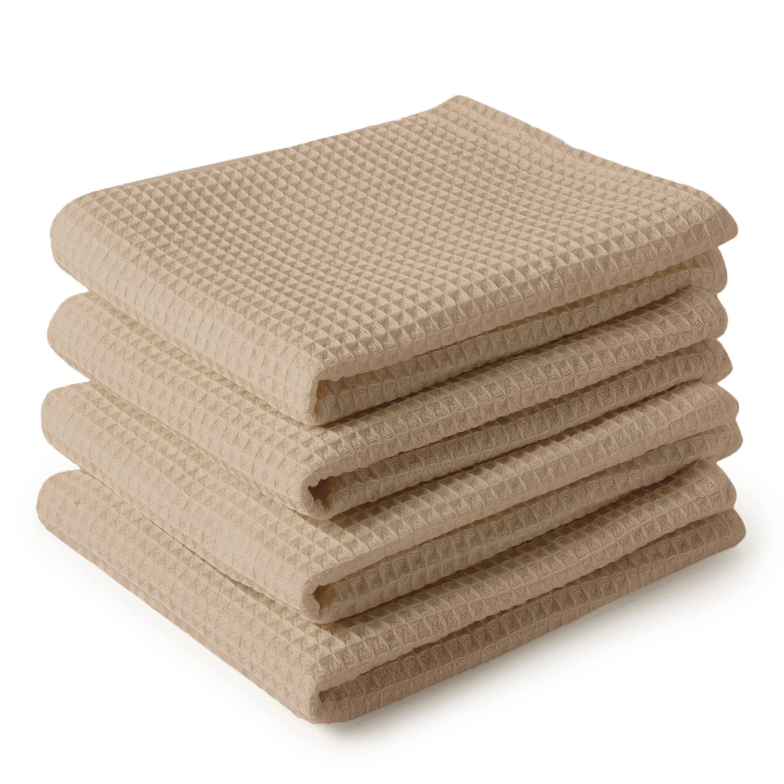 Encasa Homes Anti-Odour Waffle Kitchen Dish Towels, 18 x 28 inch (4 Pc Set) Highly Absorbent, Tea Towels for Cleaning & Quick Dr
