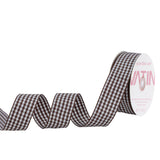 VATIN Brown and White Gingham Ribbon,Polyester Woven Edge,1 Inch x 10 Yards