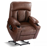 Eiayeebil Dual Motor Power Lift Recliner Chairs with Heat and Massage for Elderly, Leather Electric Recliners with Footrest, Inf