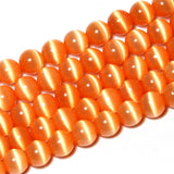Orange Cat Eye Beads Round 12mm Semi Precious Gemstone Loose Beads for Jewelry Making (31-33pcs/strand)