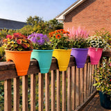 Go Hooked Plastic Railing Pots And Planter, Multicolour, 12 Inch, 5 Pieces (Rpsetof5)