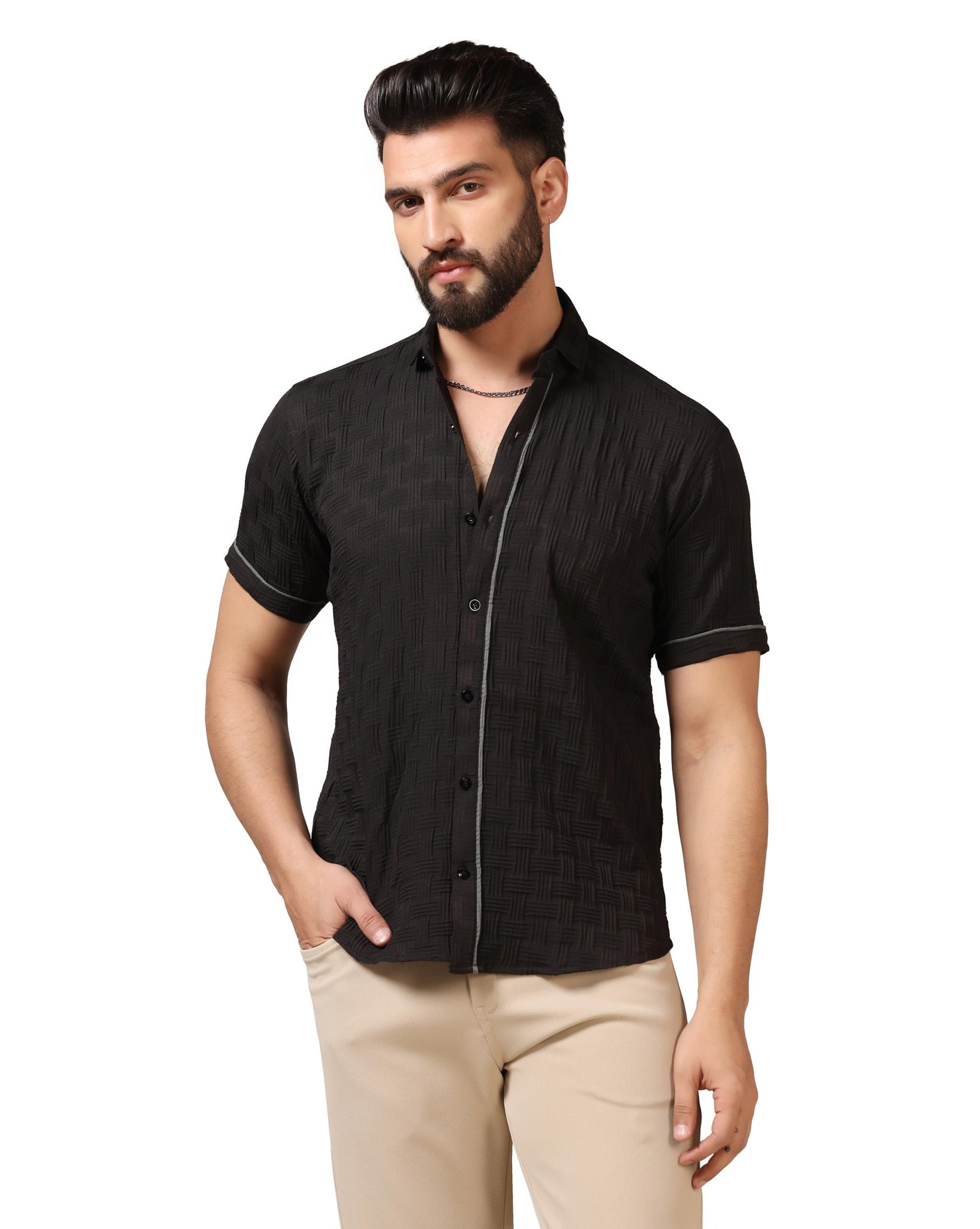 Toplot Men'S Regular Fit Casual Shirt (Chatai-Shirt-5174-Black-M),Black,,B0CYH1TV65