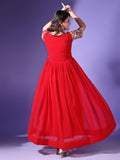 Wedani Georgette Embroidered Anarkali Gown For Women (In Alpha S Regular Red),Red,S,Faux Georgette,anarkali,