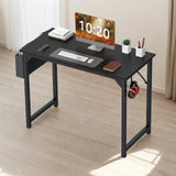 GlasFlength Computer Desk with Storage Bag and Headphone Hook, 31 in Small Home Office Writing Study Desk Modern Simple Style PC Table for Youth Student Adult, 30 Inches Rustic