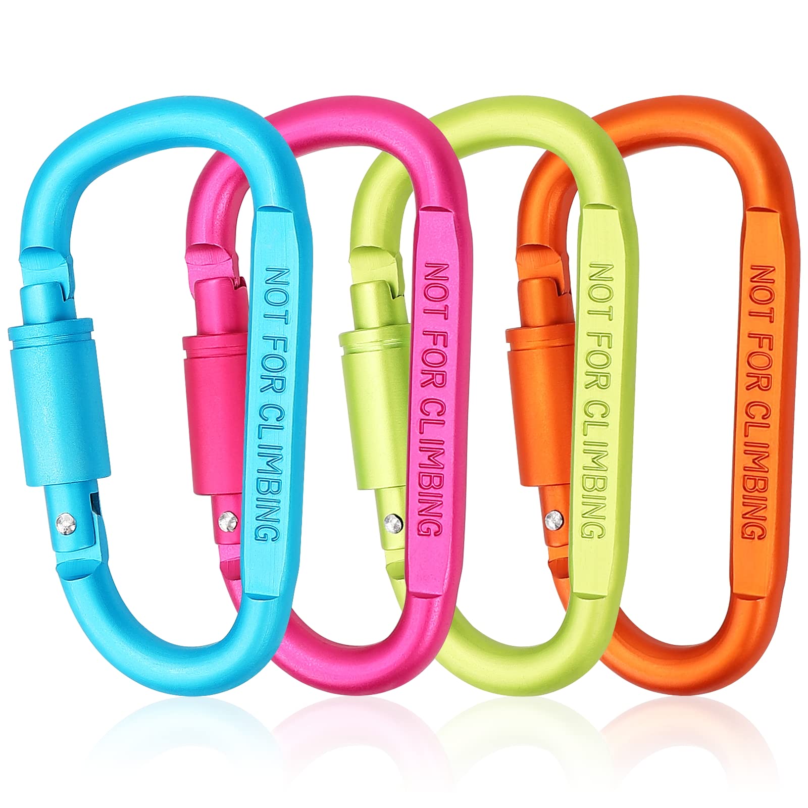 Craebuer 4 Pack Carabiner Clip, 3 inch Aluminum D-Ring Shape Locking Carabiners, Snap Hook Sport Accessories for Outdoor Camping