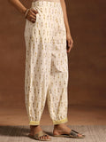 Libas Womens Printed Cotton A-Line Kurta With Salwar Yellow Xl