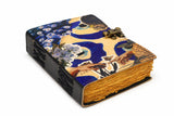 Belivoz Vintage Leather Journal With Lock 5X7 Inch A5, Evil Eye Uv Printed Diary, 200 Handmade Unruled Cotton Pages, Antique Lea