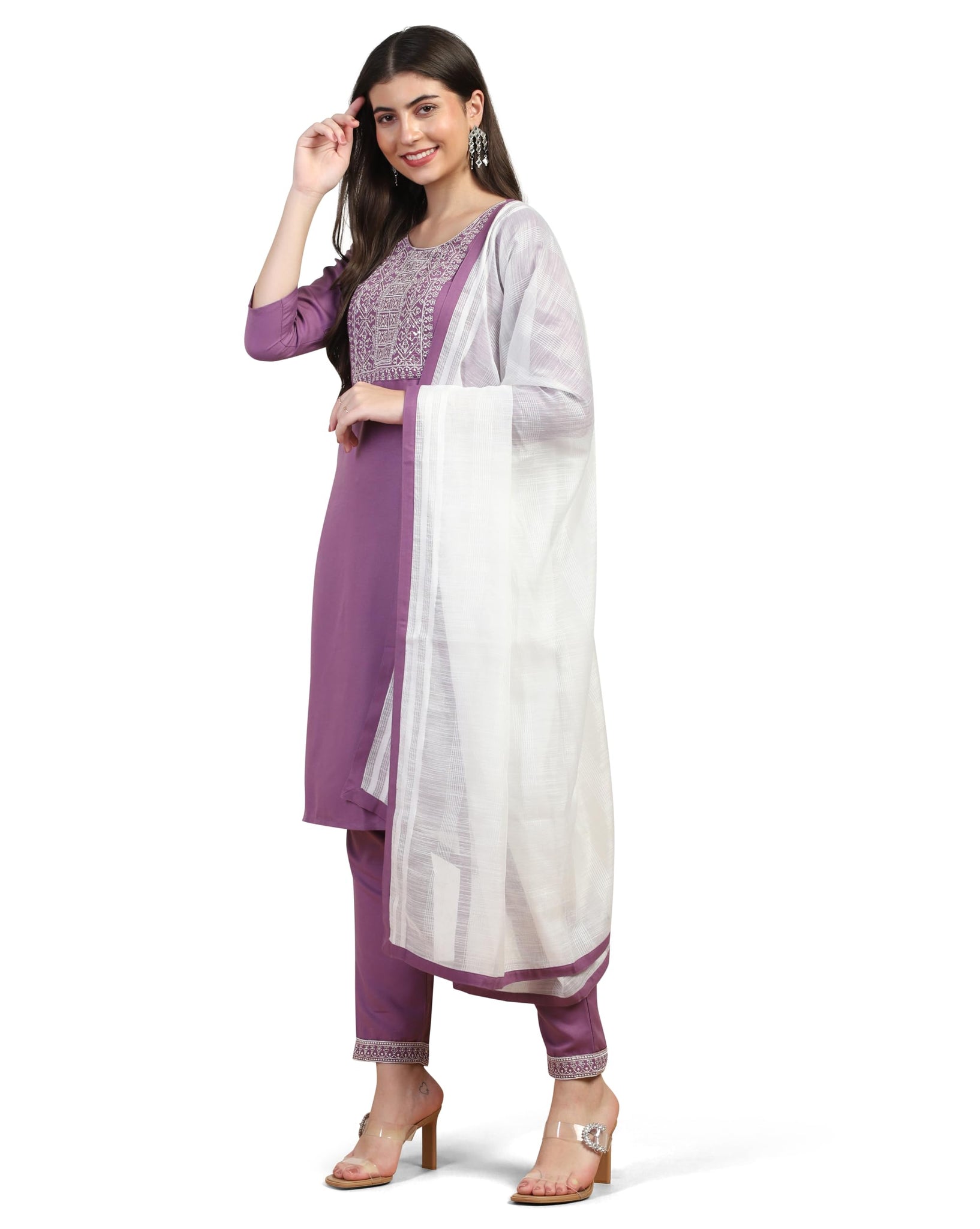 Toplot Women'S Solid Straight Kurta With Pant & Dupatta|Kurta Pant Set With Dupatta (Straight-Kurta-Pant-5197-Purple-Xxl),Purple,2,B0DCNLS6CF