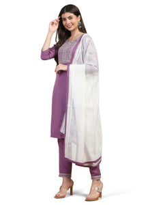Toplot Women'S Solid Straight Kurta With Pant & Dupatta|Kurta Pant Set With Dupatta (Straight-Kurta-Pant-5197-Purple-Xxl),Purple,2,B0DCNLS6CF