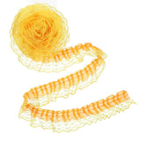 Golden Yellow Lace Ribbon, 2-Layer Pleated Edge New Model Golden Yellow Lace Ruffle Trim for Crafts Sewing DIY, 1.8 x 5.5yd