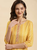 Rangita Women'S Rayon Straight Kurti, Yellow 2, 36