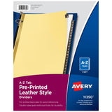 Avery AZ Dividers for 3 Ring Binders, 25Tab Set, PrePrinted Black Leather Tabs, 1 Binder Divider Set (11350)