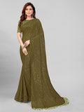 Pratham Blue Womens Sequins Georgette Fancy Saree With Blouse Piece (Pb-246_Olive Green)