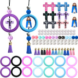 KnvsS 65mm Silicone O Ring Bead Kit with Holes for DIY Keychain Silicone Focal Beads Key Chain Holder Car Keys Jewelry Making Ki