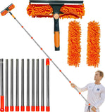 20+ Feet Reach 2 in 1 Window Washing Squeegee & Duster with 3-14 ft Spliceable Extension Pole // Window Cleaning Tool & Window W