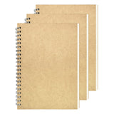 DSTELIN Blank Spiral Notebook, 3Pack, Soft Cover, Sketch book, 100 Pages / 50 Sheets, 7.5 inch x 5.1 inch, 100GSM, (Brown)