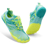 XIHALOOK Water Shoes Womens Quick Dry Sports Swim Shoes Barefoot for Diving Boating Beach Camping Green Colorful, 6.5 Women/5 Me