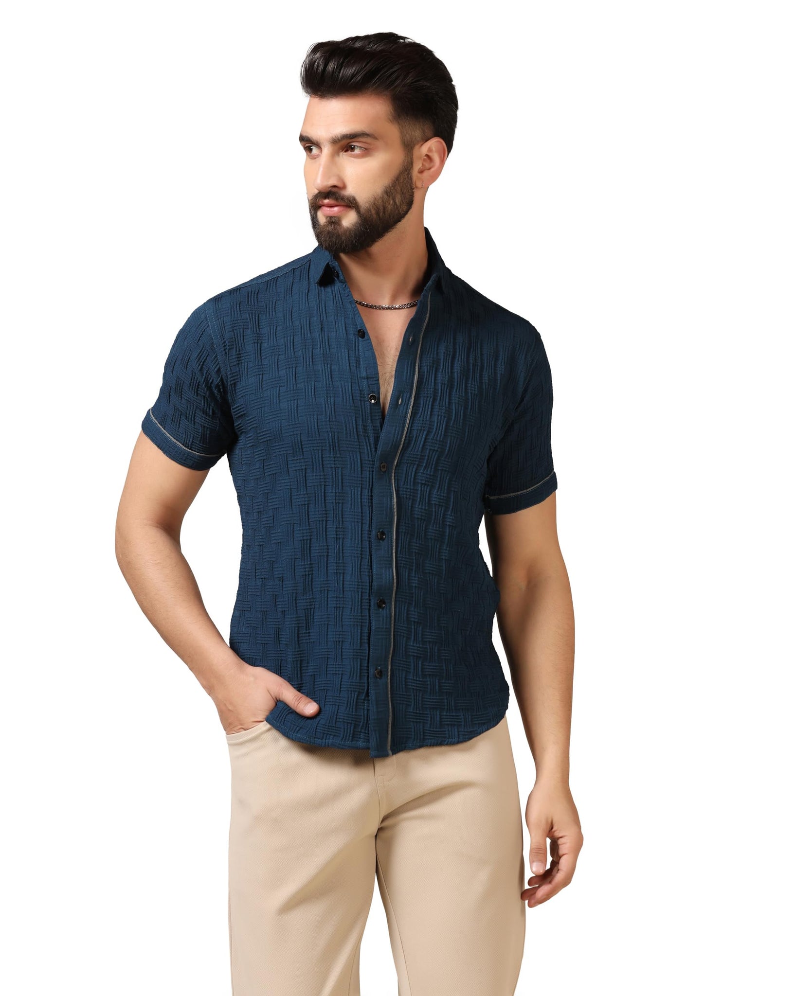 Toplot Men'S Regular Fit Casual Shirt (Chatai-Shirt-5174-Teal-L) Turquoise,Turquoise,,B0CYGXBXDL